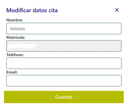 modificar datos cita itv catarroja